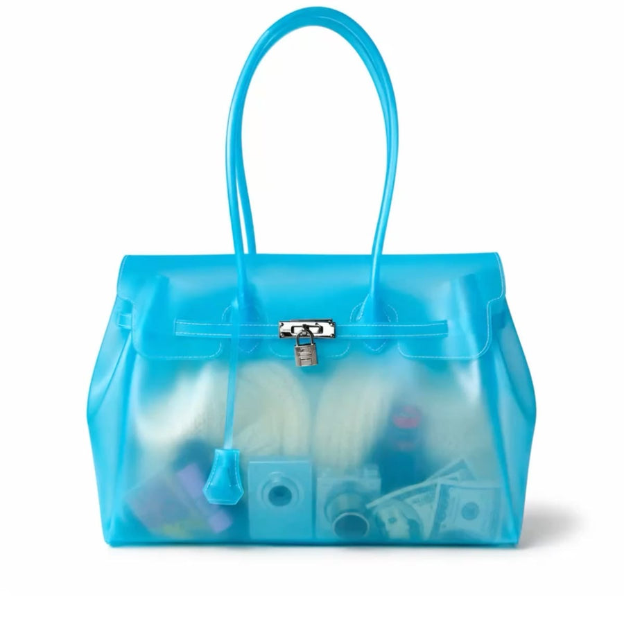 The Riviera Jelly Tote — Lake Blue